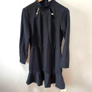 Women's Alice And Olivia Black Marisela Cutout Long Sleeve Cocktail Dress Size 1